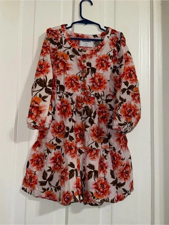 Girls size 6 6/7 Old Navy Floral Tunic dress‎ in Coral and Brown
