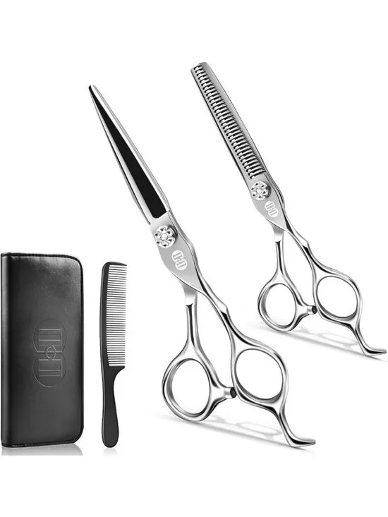 7” Professional Hair Cutting Scissors Kit - 440C Barber Shears & Accessories