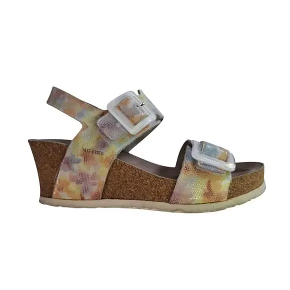 Mephisto Lissia Wedge Sandals Floral Bloom Cork EU 37 US 7
