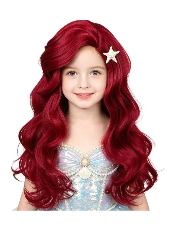 Women's Dark Red Heat Resistant Synthetic Fiber Long Straight Ombre Wigs