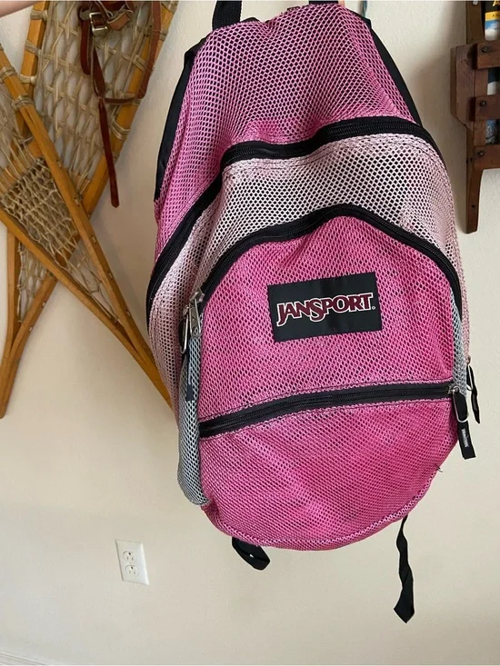 Y2K Jansport Pink Mesh Backpack