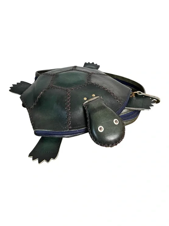 Handmade‎ Green Turtle Leather Backpack Shoulder Bag OOAK Artisan Purse Unique