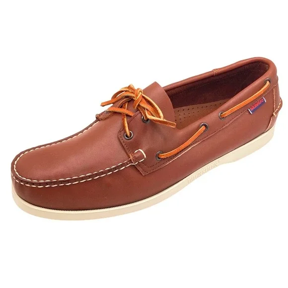 Sebago Men Docksides Leather Boat Shoe Handsewn Moccasin Brown 13 M Deck Classic