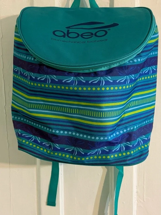 Cooler Backpack with Blue & Green Stripes with teal accents