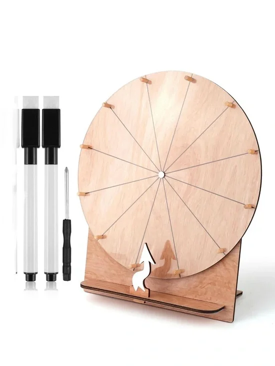 New Open Box 11.4 Inch Wedding Game Spinning Wheel Wooden Prize Tabletop Spinner