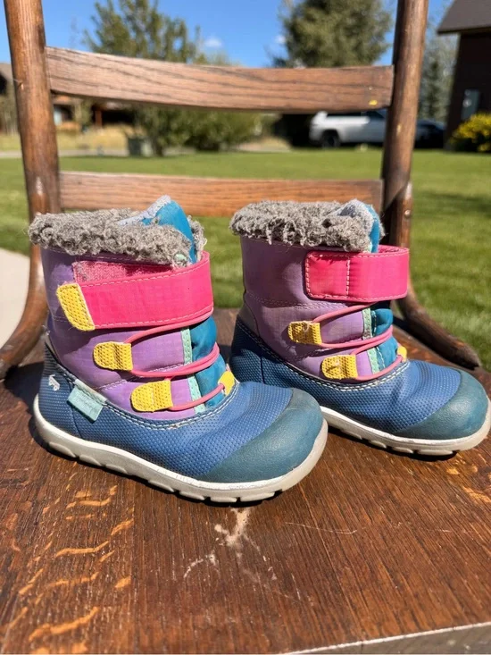 See Kai Run Gilman Waterproof/ Insulated Winter Boots - Blue & Pink