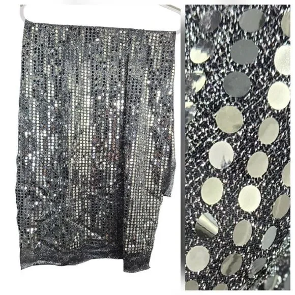 Silver Foil Sequin Fabric Swatch Disco Party Decor 23
