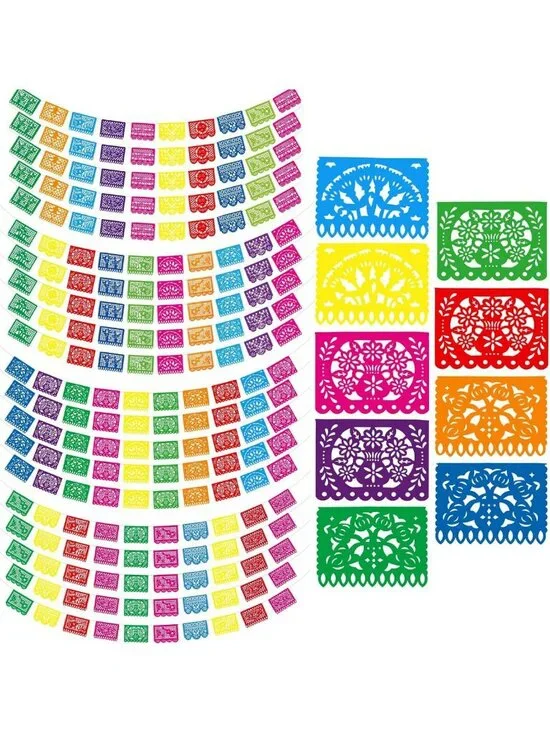 20 Pack Papel Picado Banners | Mexican Fiesta Decor for Cinco de Mayo Party