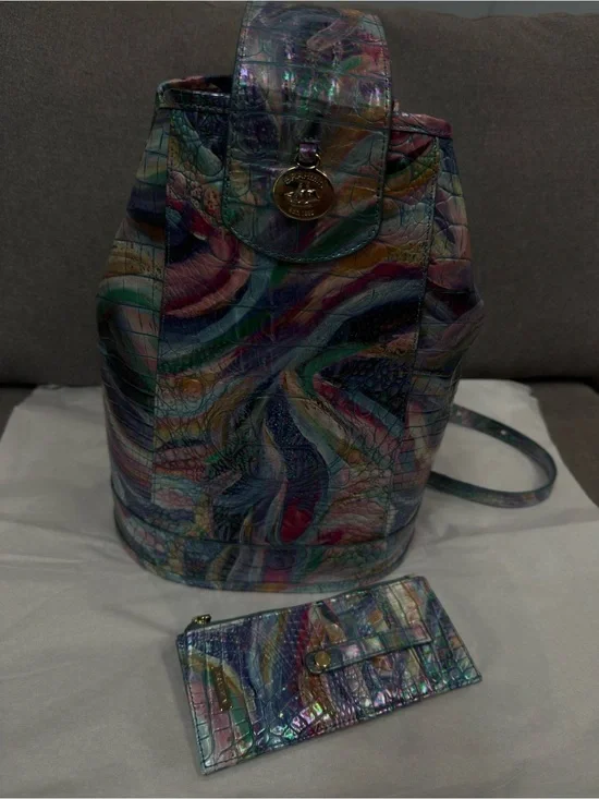 Brahmin Iridescent Multicolor Backpack with Matching Wallet