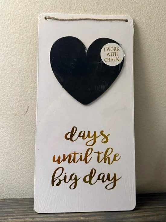 Chalkboard Heart 'Days Until the Big Day' Wedding Wall Sign