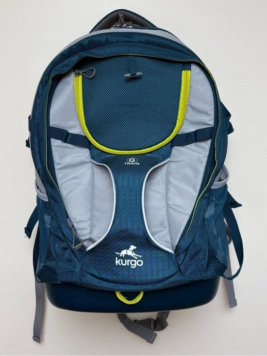 Kurgo G-Train K9 Dog Carrier Backpack Blue Yellow Up to 25 lbs Hiking Travel