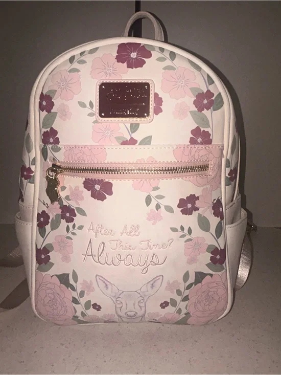 Harry Potter Pink Floral Mini Backpack with Deer Motif
