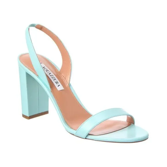 Aquazzura Logo Leather Sandal, Blue
