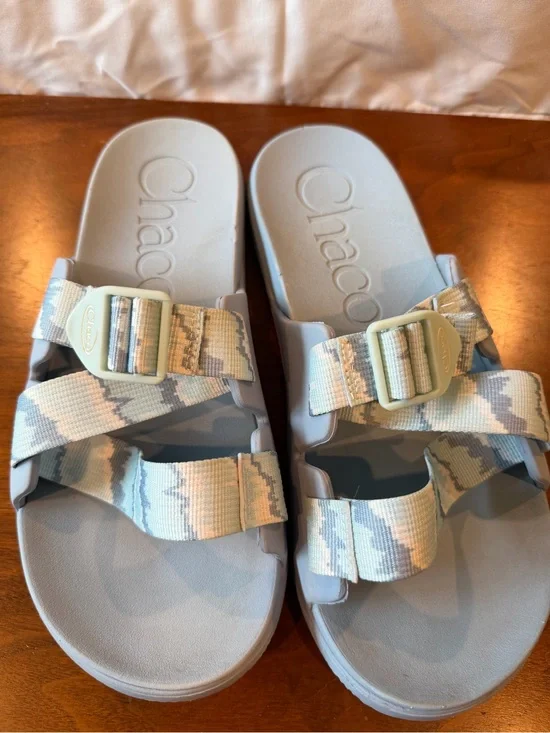Chaco Chilos Women's Pale Blue Woven Strap Slide Sandals