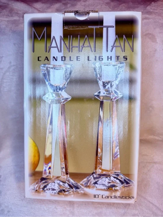 Manhattan Clear Crystal Candleholders - Pair