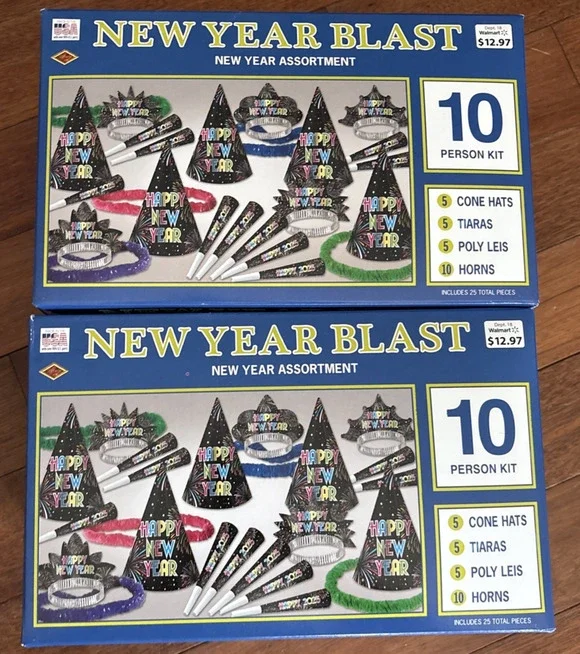 New Years Eve Day Party Supplies Decorations Kit Birthday Hat Lot X2 Tiara Horn