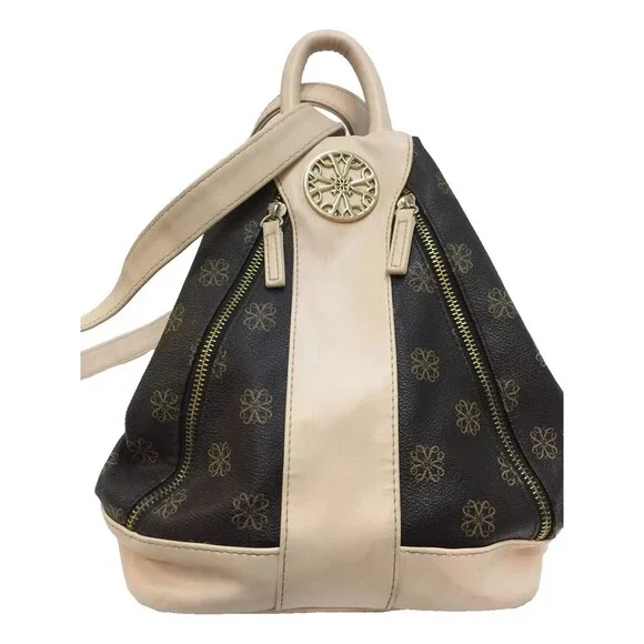 Avon Signature Collection Brown/Beige Large Shoulder Bag Purse Zip Boho Preppy