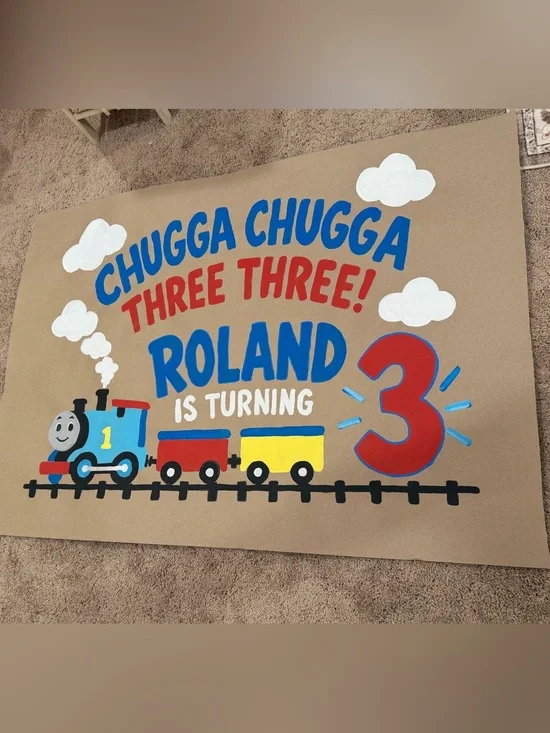 Train Birthday Banner