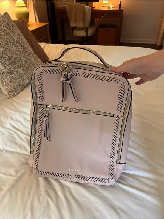 Calpak Pale Pink Structured Backpack with Braided Trim