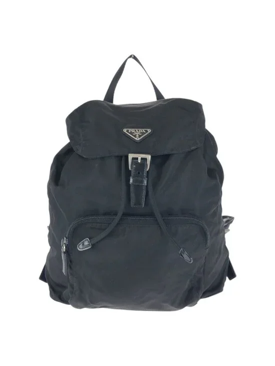 Prada Tessuto Black Silver Nylon Leather Backpack