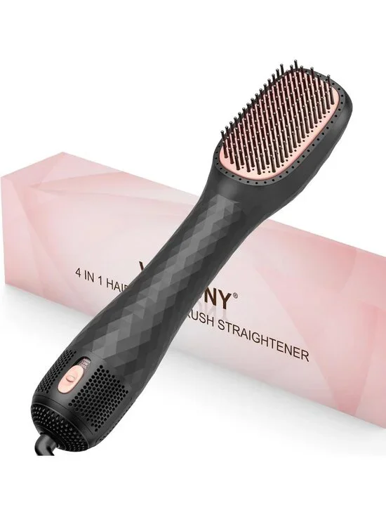 4-in-1 Ionic Hot Air Brush & Hair Dryer, Ceramic Straightener & Volumizer for