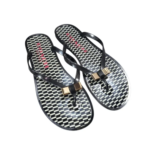 Coach Black and Gold Jelly Sandals