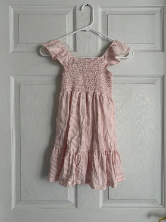 Girls Old Navy Pink and White Striped Short Sleeve Dress