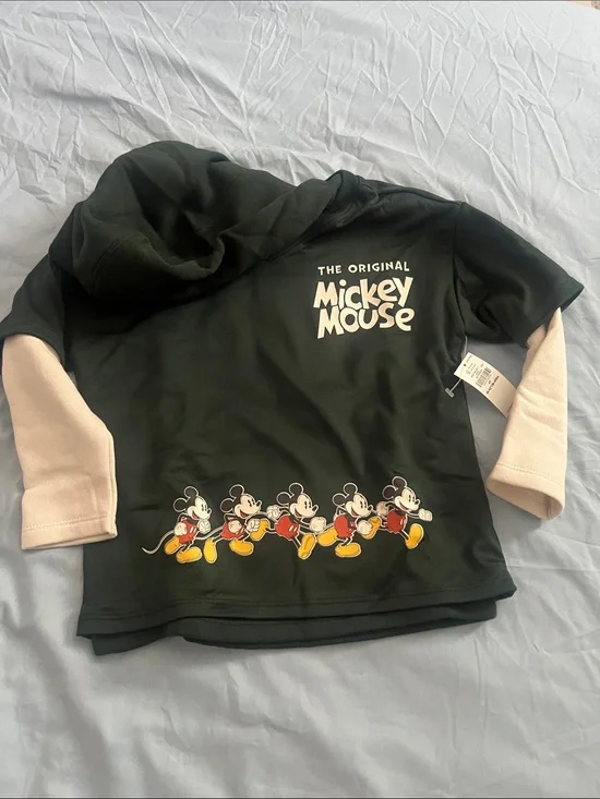 Old Navy Black Mickey Mouse Hoodie with Cream Sleeves