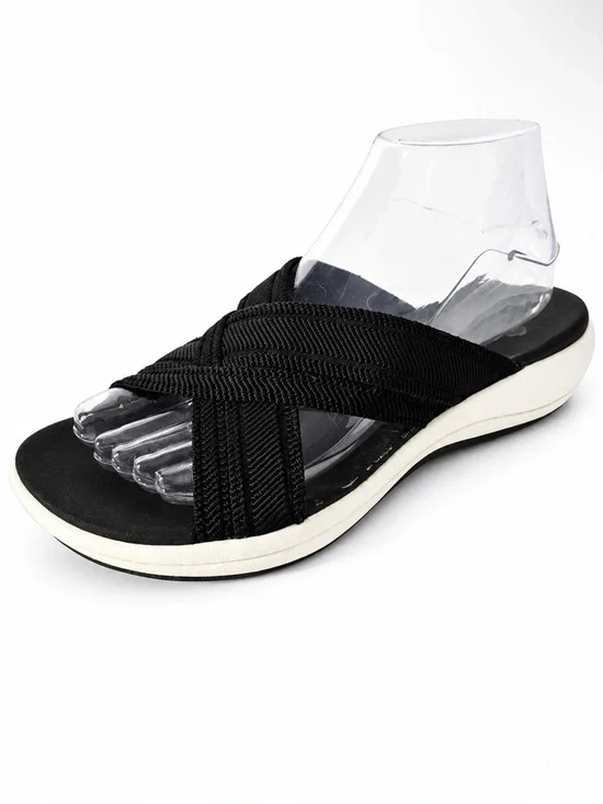 Clarks Black Crisscross Slide Sandals with White Midsole