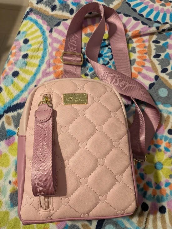 Betsey Johnson Pink Quilted Mini Backpack Crossbody