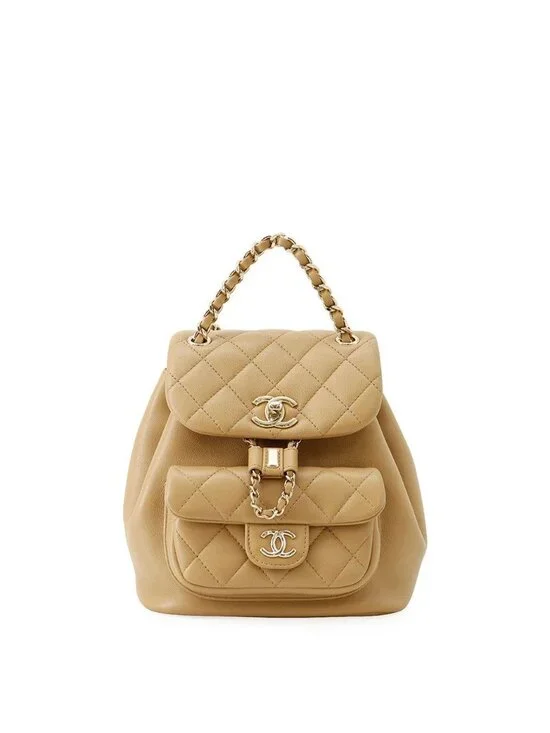 Chanel Backpack Quilted CC Logo Lambskin