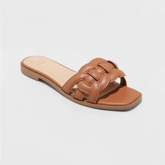 Women's Claudette Slide Sandals - A New Day Cognac 11