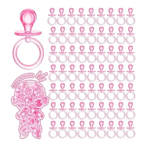 24 Pcs 2.5 lnch mini Baby Shower Pacifiers‎ Acrylic Game party Supplies(Pink)