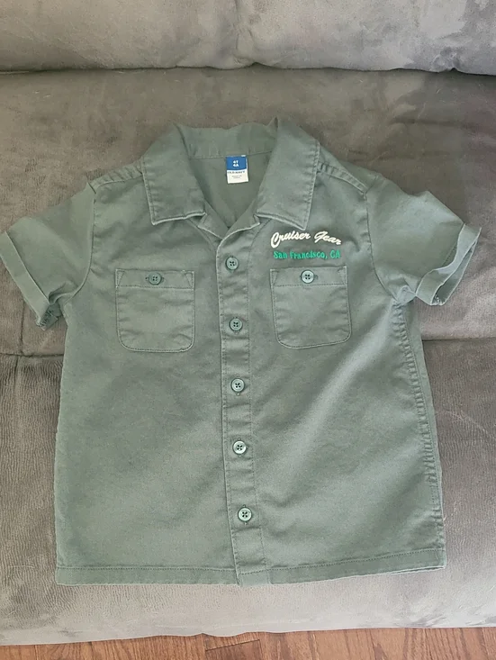 Old Navy Cruiser Gear Forest Green Short-Sleeve Mechanic Shirt for Kids