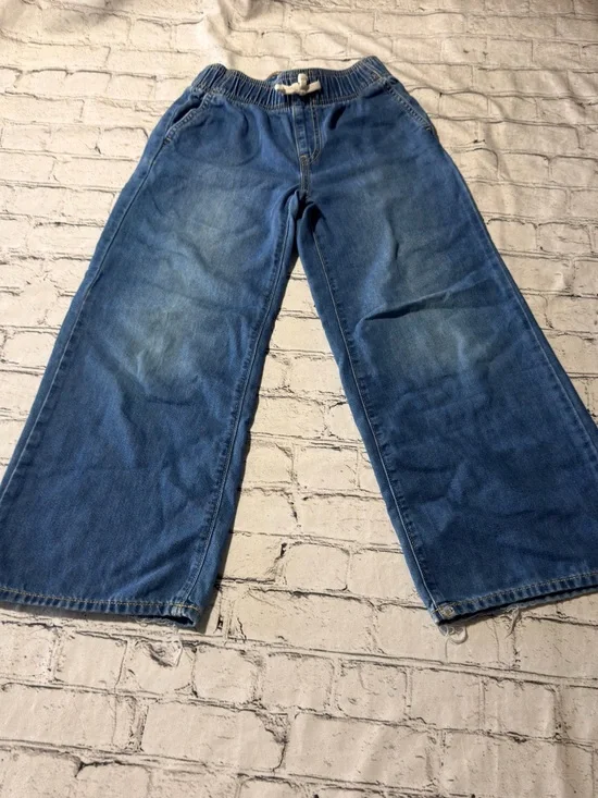 Old Navy Blue Wide-Leg Kids Denim Pants with Drawstring Waist