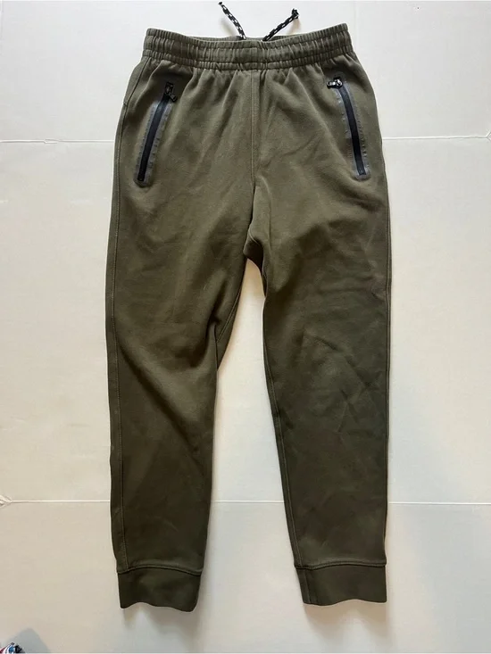 Old Navy Olive Green Kids Joggers with Black Zipper Pockets