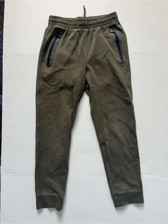 Boys Olive Green Jogger Pants with Zipper Pockets
