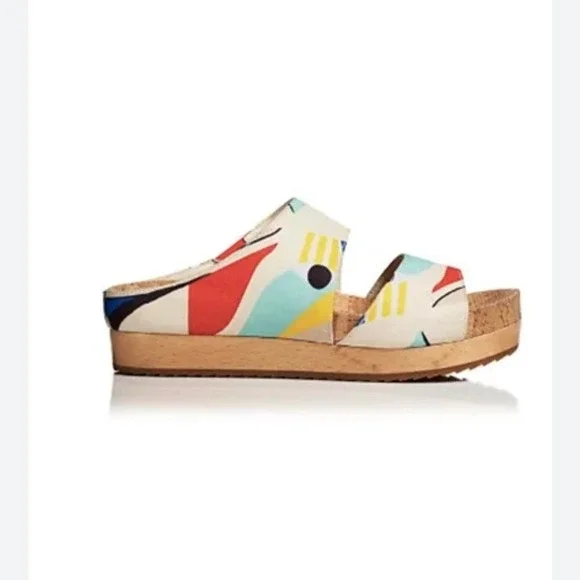 Alice + Olivia multicoloured canvas wedge sandals