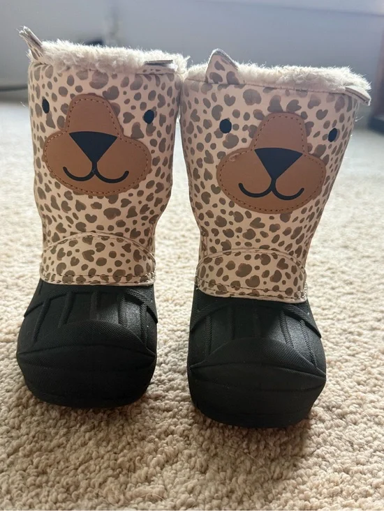 Cat & Jack Cozy Rain Boots - Black & Cream