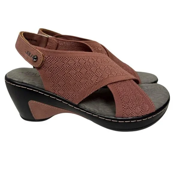 JBU Jamba Alyssa Women's Sandal Wedge Pink Rose Shimmer Lightweight 9.5 Wide