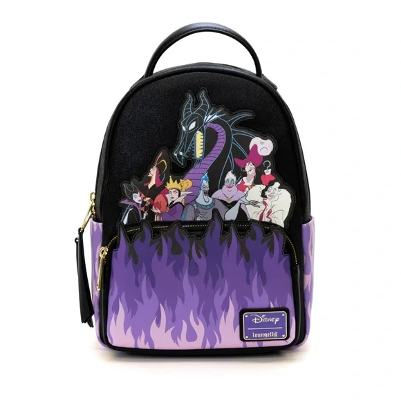 Loungefly Disney Villains Purple Flame Mini Backpack‎ Exclusive NWOT
