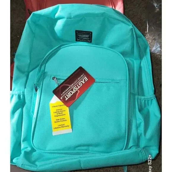 Green Eastport backpack 4 book capacity Laptop sleeve Water bottle pockets NWT