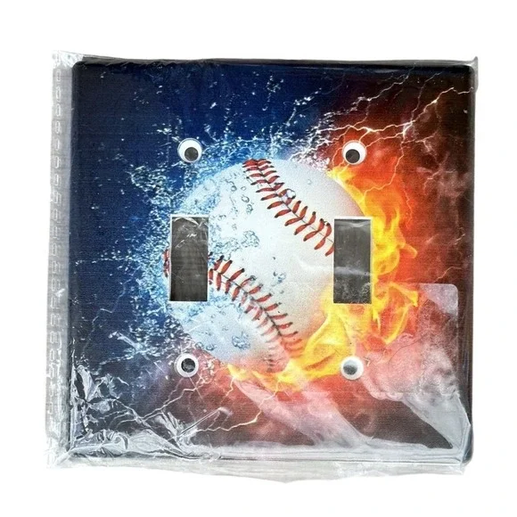 Baseball Light Switch Cover 4.5 inch x 4.5 inch