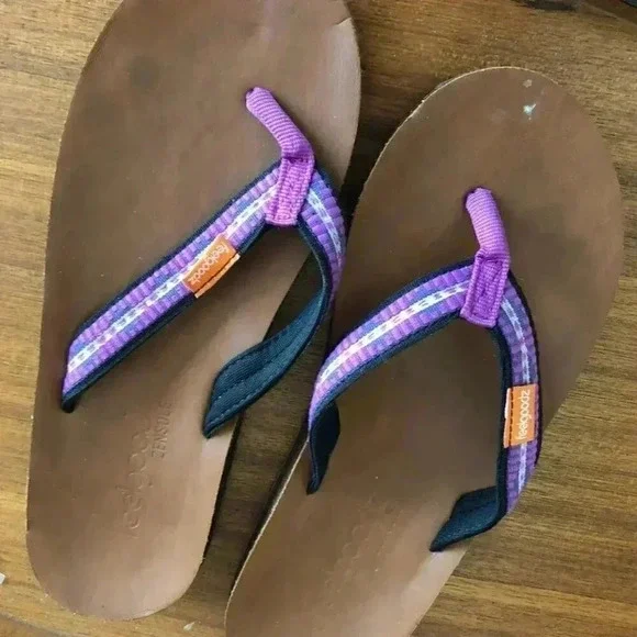 Feelgoodz Leather Flip Flop Purple Aztec Strap