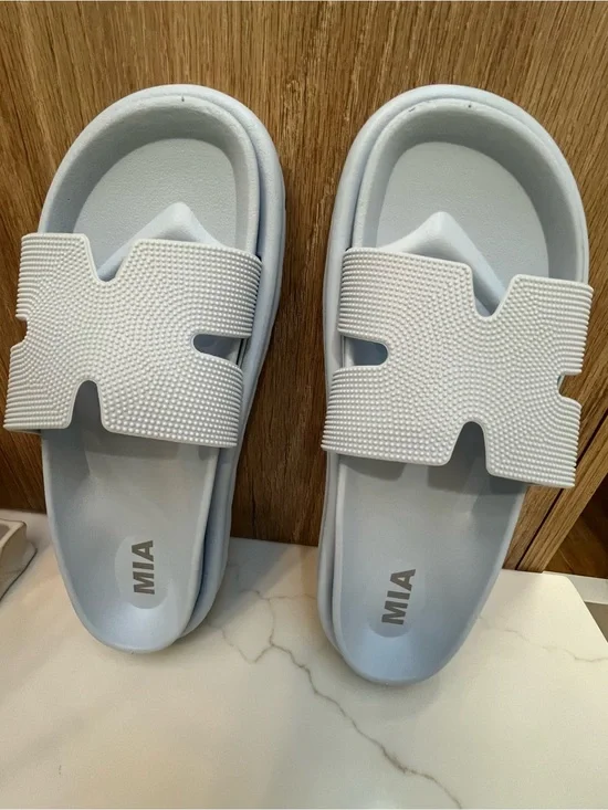 MIA Bertini Light Blue H-Strap Slide Sandals - Size Medium 8-9