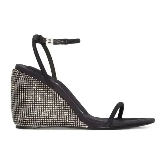 Alexander Wang Dahlia Crystal-Embellished Wedge 105mm Sandals NWOB Size 37