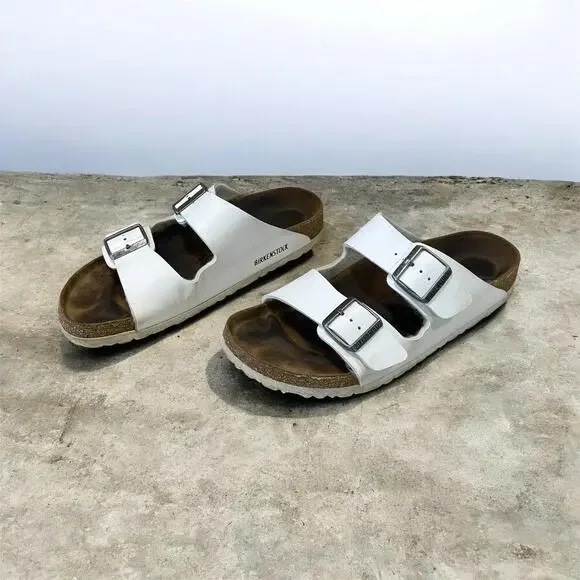 Birkenstock Sandals Women’s 41 Arizona Birko Flor White Slip On Comfort Slide