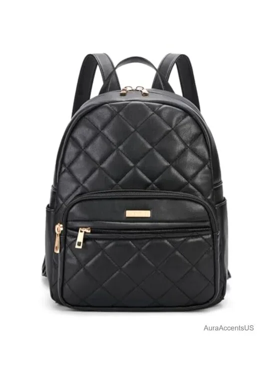 Vegan Leather Mini Backpack Quilted Small Purse for Women Travel Work