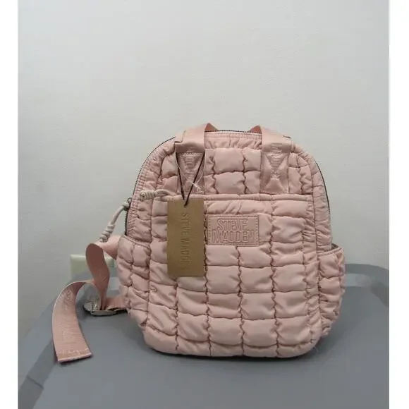 NWT Steve Madden Pink Mini Brosie Puff Backpack Quilted Purse Bag Blush NEW