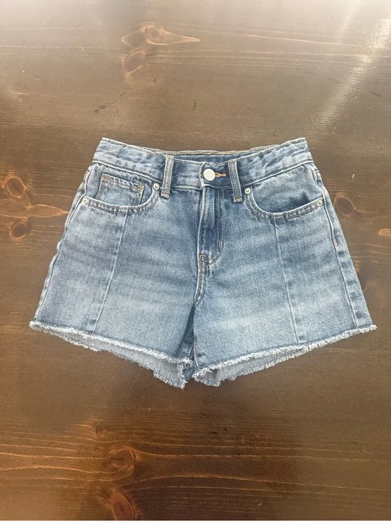 Old Navy High Waisted Light Blue Denim Frayed Hem Jean Shorts, size 8